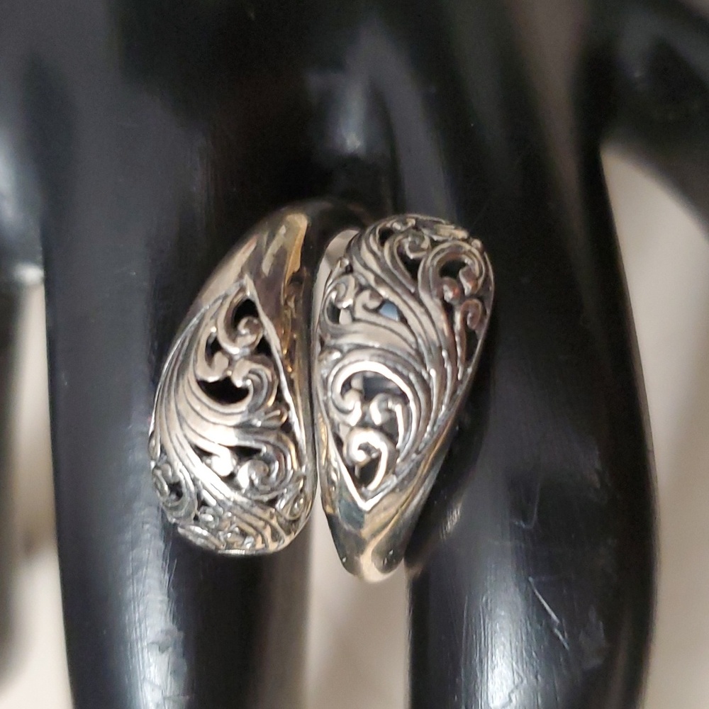 Sterling Silver 925 Crossover Floral Ring